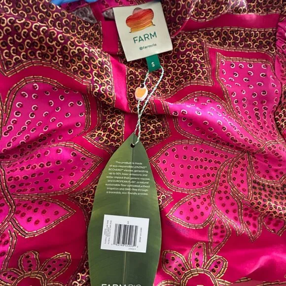 FARM Rio Pink floral scarf lenzing™ ecovero™ mini dress (BRAND NEW, Size S) - Picture 8 of 8
